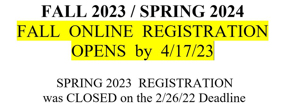 Fall Registration Opens